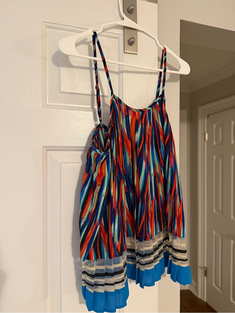 Jealous Tomato Multicolor Pleated Striped Spaghetti Strap Camisole